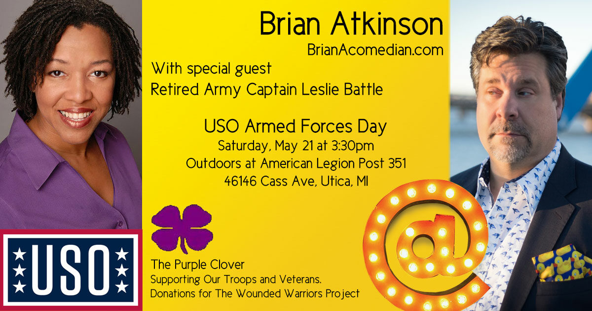 Brian Atkinson performs in the USO Armed Forces Day fundraiser show at the American Legion Post 351 in Utica, MI with special guest Leslie Battle.