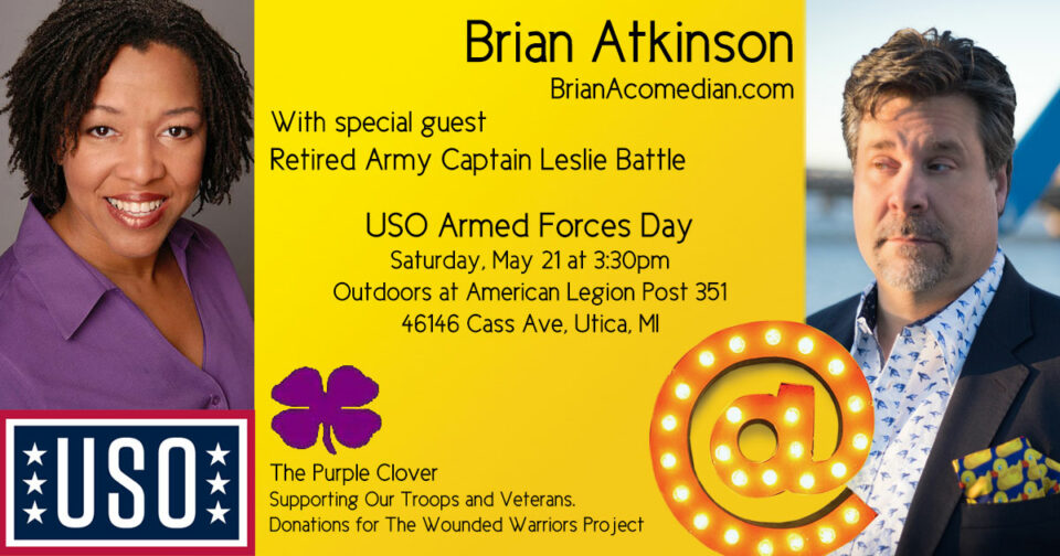 Brian Atkinson performs in the USO Armed Forces Day fundraiser show at the American Legion Post 351 in Utica, MI with special guest Leslie Battle.