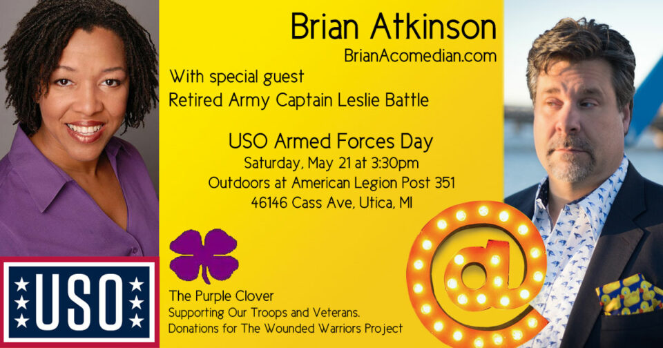 Brian Atkinson performs in the USO Armed Forces Day fundraiser show at the American Legion Post 351 in Utica, MI with special guest Leslie Battle.