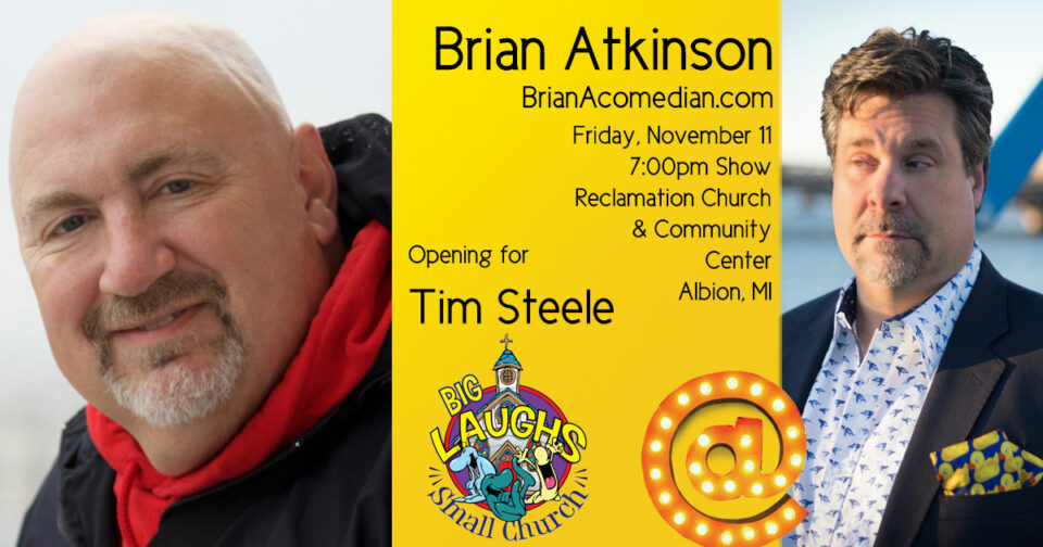 Brian Atkinson performs with Big Laughs Small Church