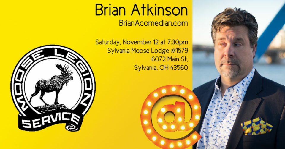 Brian Atkinson performs standup comedy at the Moose Lodge #1579 in Sylvania, OH