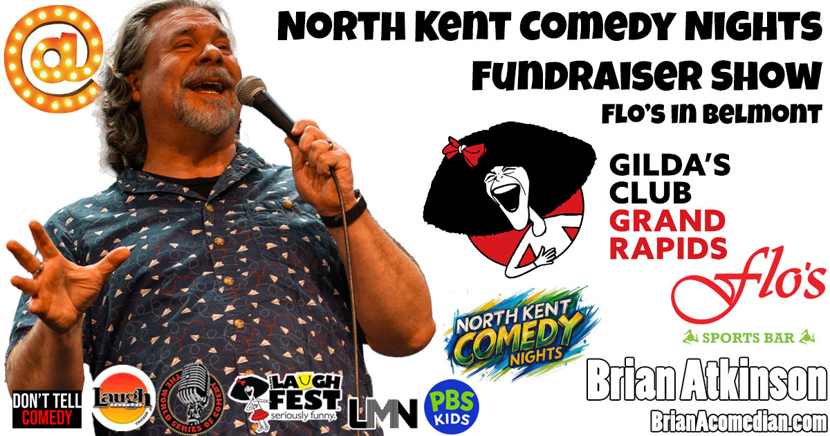 Brian Atkinson performs for a North Kent Comedy Fundraiser show for Gilda's Club Grand Rapids at Flo's in Belmont, MI on Thursday, October 16.