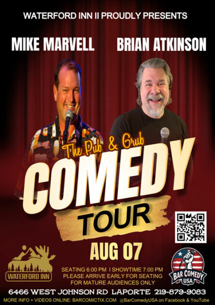 Brian Atkinson is featuring at a Bar Comedy USA Pub & Grub Comedy Tour show at the Waterford Inn II, in La Porte, IN 7pm on Thursday, August 7.