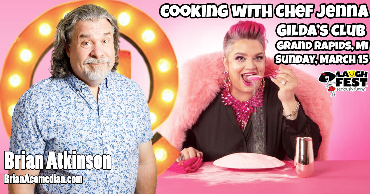 Brian Atkinson laughs and cooks with Chef Jenna Arcidiacono on the LaughFest Cooking and Comedy show at Gilda's Club, Sunday, March 15.