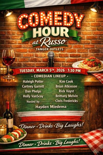 Brian Atkinson is working out at a Clean Comedy Open Mic at Russo Italian Restaurant in Byron Center, MI on Thursday, March 5 at 7:30pm.