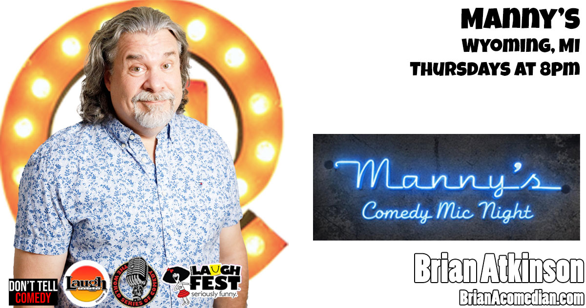 Brian Atkinson is working out at Manny's Comedy Mic Night, Thursday, July 2 at 8:00pm, hosted by Natalie Renee.